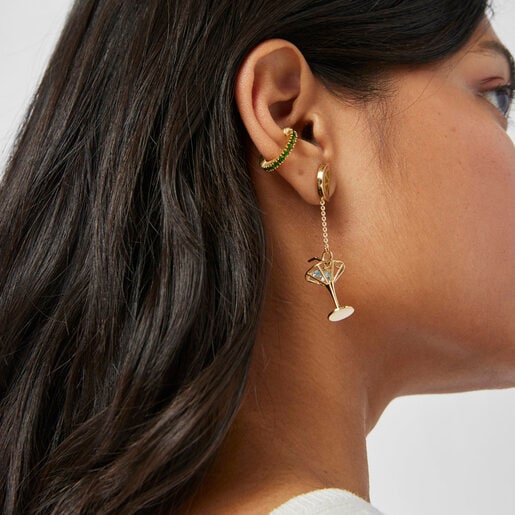 Silver vermeil TOUS Straight Earcuff with chrome diopside