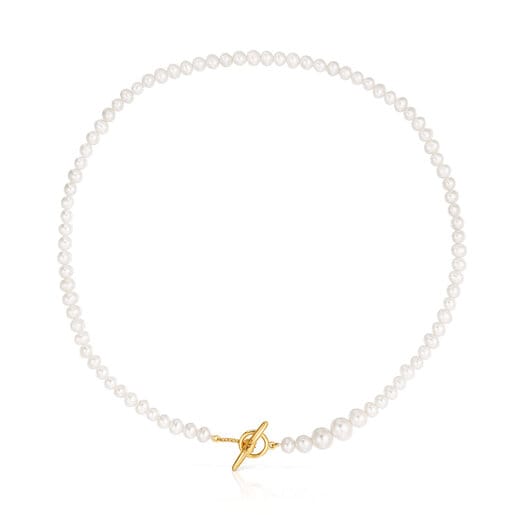 Cultured pearl Lure Necklace with silver vermeil | TOUS