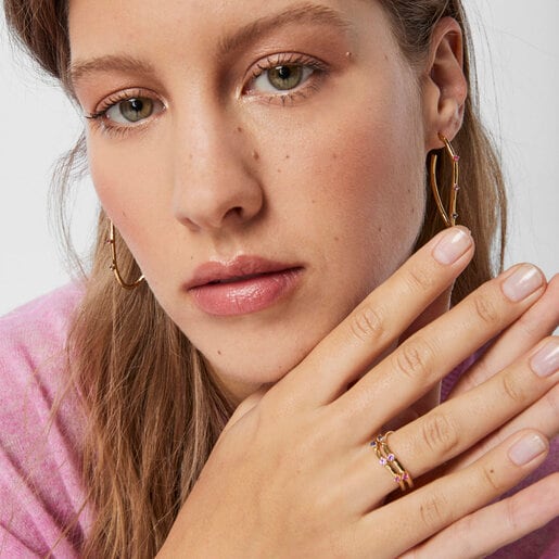 Bague ovale Magic Nature en argent vermeil et pierres précieuses