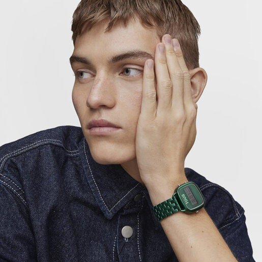 D-Logo Digital watch with steel strap