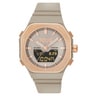 Reloj analógico/digital de acero rosado y brazalete de nylon topo Bet