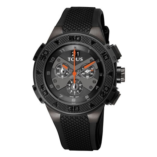 Relógio Xtous bicolor em Aço/IP preto com correia de Silicone preta