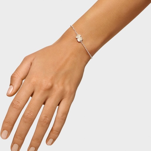 צמיד חוליות TOUS Icon Color מכסף עם צ'ארם דובון מאם הפנינה