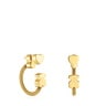 Aretes aro con baño de oro 18 kt sobre plata y motivos Icon Mesh