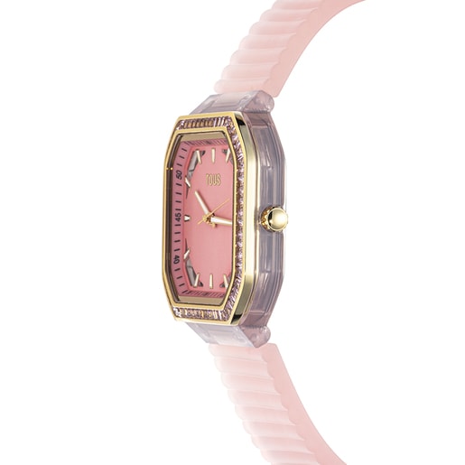 Reloj analógico de acero IPG rosa con zirconitas Gleam Fresh