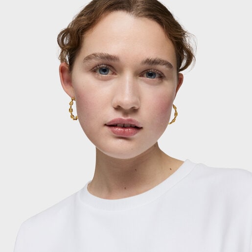 30 mm 18kt gold plating over silver logo Hoop earrings TOUS MANIFESTO