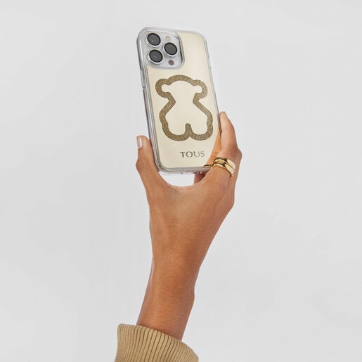 Gold-colored Delray 13 Pro Glitter Mirror Bear Cell phone case