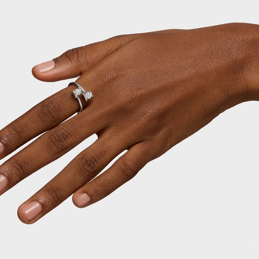 טבעת סוליטר מפלטינה בשילוב יהלומי מעבדה 0.50 קראט TOUS Sweet Diamonds LGD