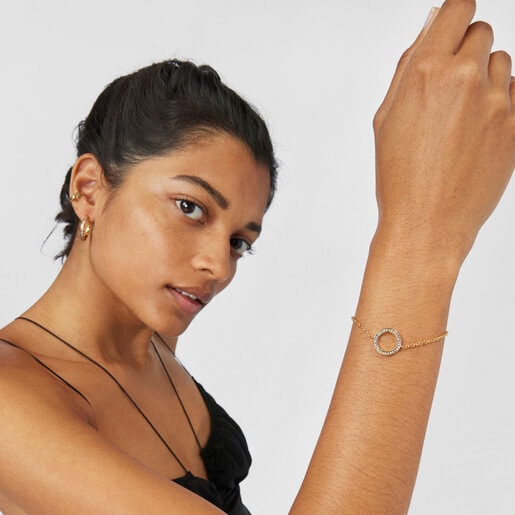 Nocturne disc Bracelet in Silver Vermeil with Diamonds