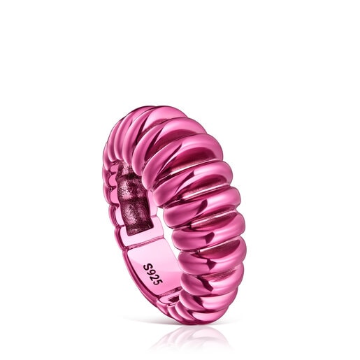 Anillo de plata en color fucsia Virtual Garden
