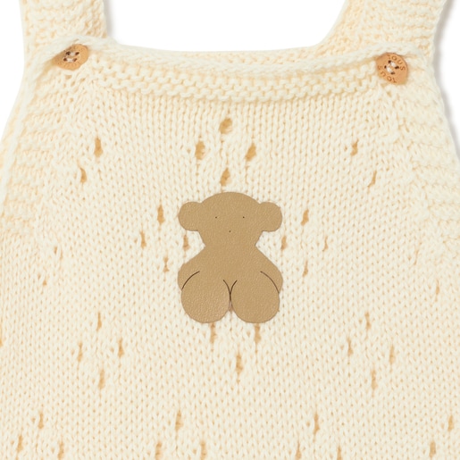 Knitted baby romper in Tricot ecru