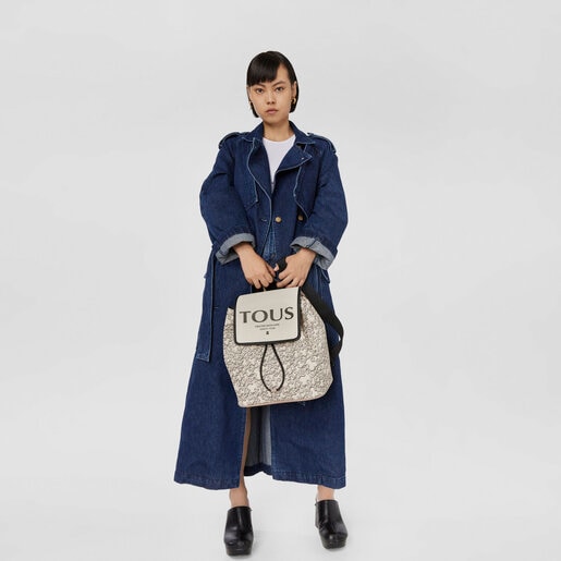 Beige TOUS Kaos Mini Evolution Flap Backpack