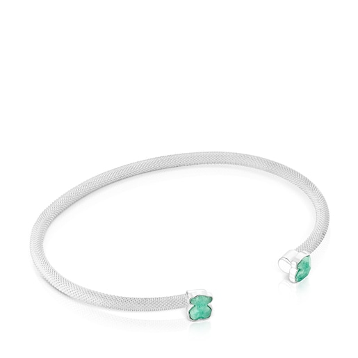 Pulseira estreita Mesh Color em Prata e Amazonite