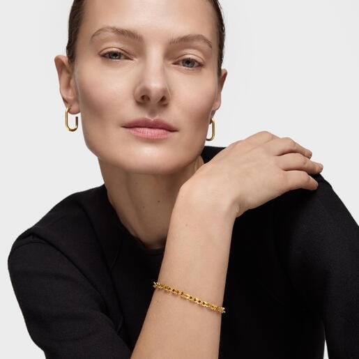 Pulsera cadena de acero en color dorado con motivos oso Carrusel