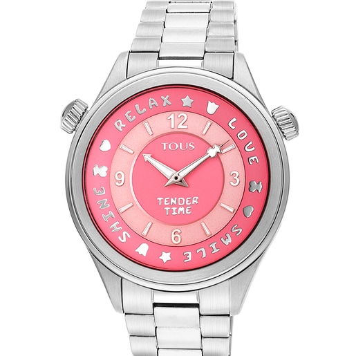 Montre Tender Time en acier inoxydable avec cadran rose