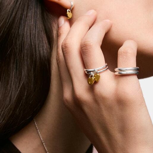 Two-tone heart padlock motif Ring TOUS Unlock