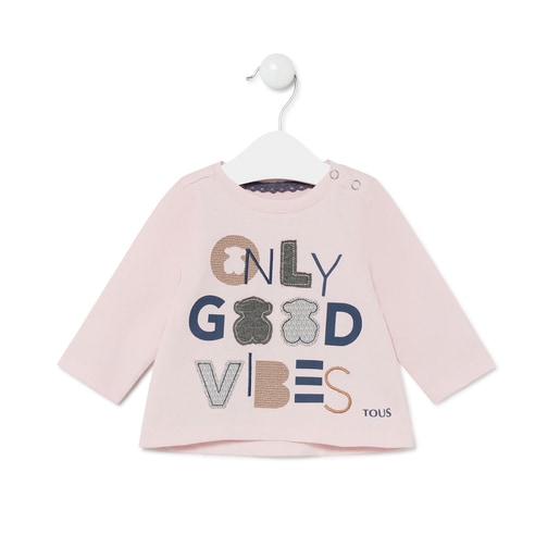 Camiseta "only good vibes" Casual Rosa