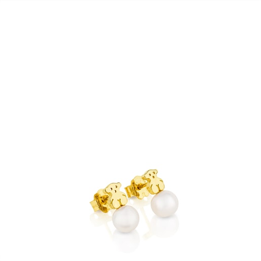 Gold Earrings with Pearls and Bear motif Puppies | TOUS