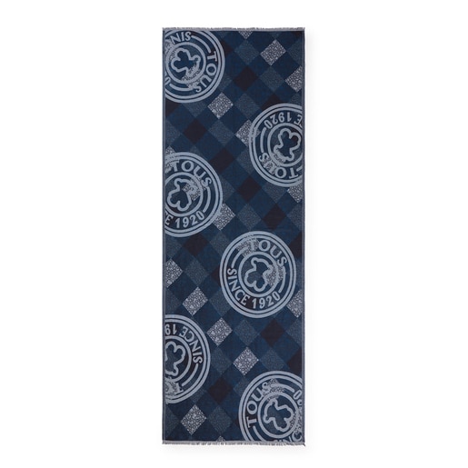 TOUS Blue jacquard Kaos Mini Stamp Foulard | Westland Mall