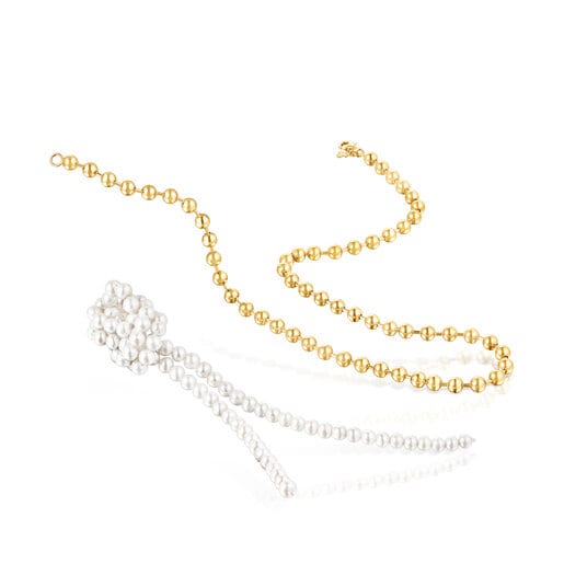 Silver vermeil Gloss Necklace with cultured pearls | TOUS