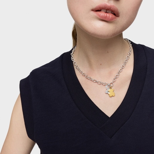 Small 16mm 18kt gold plating over silver bear Pendant Sweet Dolls