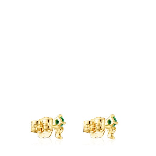 Gold Teddy Bear Earrings with tsavorite