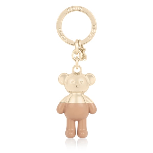 Gold and taupe-colored Teddy Bear Key ring | TOUS