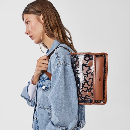 Средняя прозрачная и коричневая сумка-кроссбоди Audree