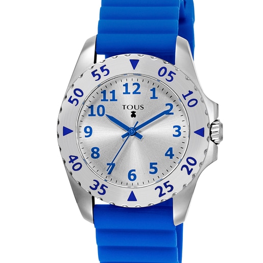 Reloj Motif KDT plateado de silicona azul