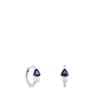 Boucles d’oreilles anneaux or blanc, iolite et perle de culture Ivette