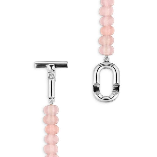 Silver Necklace with treated pink chalcedony TOUS MANIFESTO
