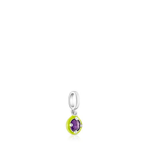 Silver TOUS Vibrant Colors Pendant with amethyst and lime green enamel