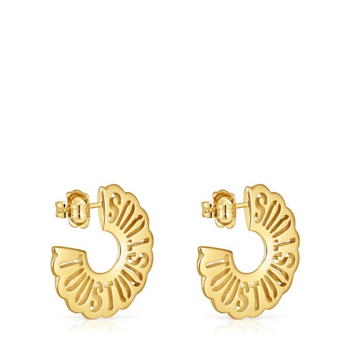 Aretes aro con baño de oro 18 kt sobre plata 25 mm Miranda