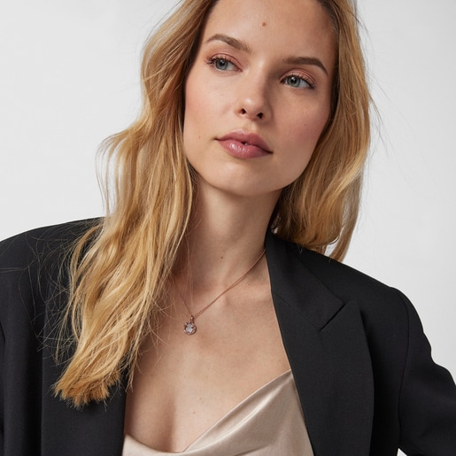Rose Vermeil Silver Camille Necklace with Mother-of-Pearl and multicolored Sapphire