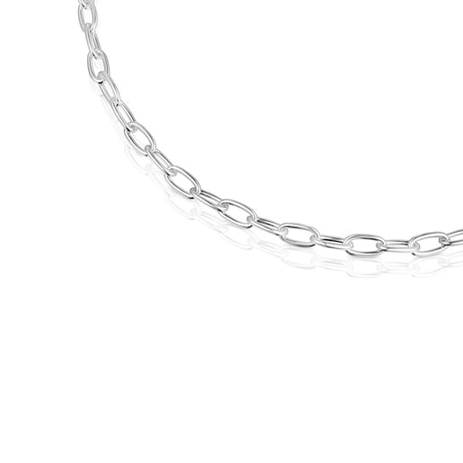 Hold Oval silver short Necklace