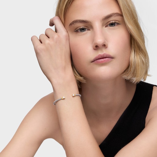 Steel, 14kt gold and lab-grown diamonds Bangle TOUS Mesh LGD