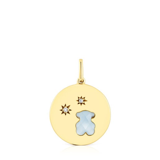 TOUS Silver vermeil Medallion pendant with diamonds and chalcedony bear  Aelita | Plaza Del Caribe