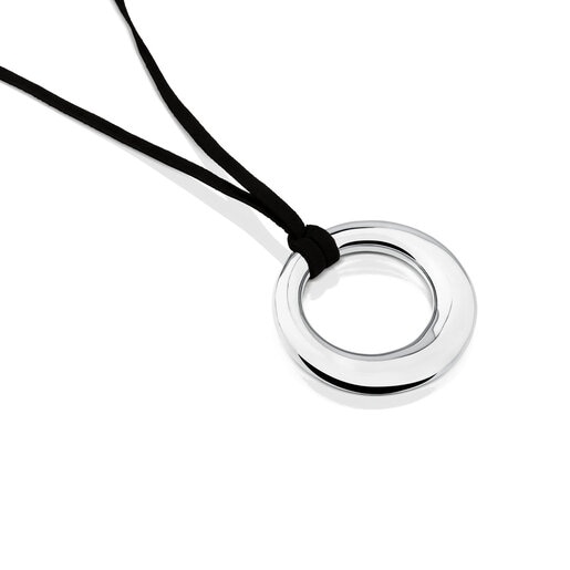 Black cord necklace on sale with silver pendant