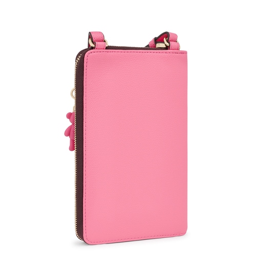Pochette de téléphone portable à bandoulière avec portefeuille TOUS Funny rose