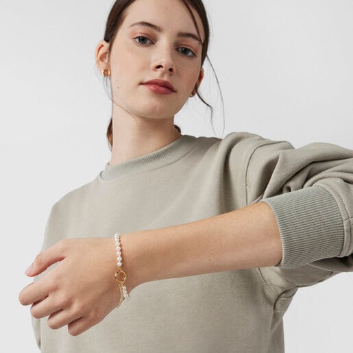 Gold Hold Bracelet with Pearls | TOUS