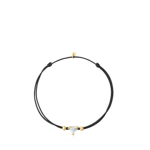 Gold Bracelet with laboratory-grown diamond and black nylon Garden Of Love LGD