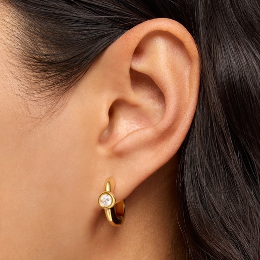 mm Hoop earrings with 18kt gold plating over silver and laboratory-grown diamonds Line LGD