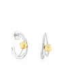 Silver and silver vermeil Plump Double hoop earrings