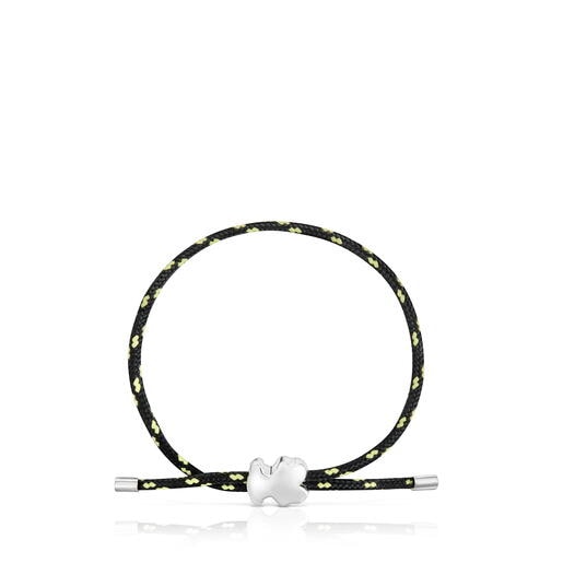 Silver and black nylon bear Bracelet TOUS Bold Motif