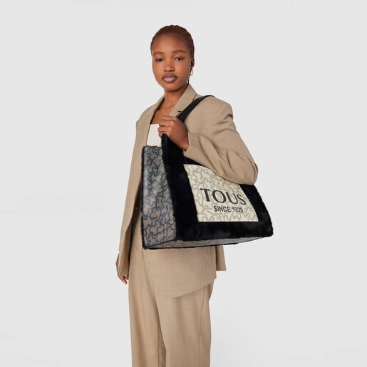 תיק נשיאה Amaya Kaos Icon גדול בצבע שחור עם פרווה