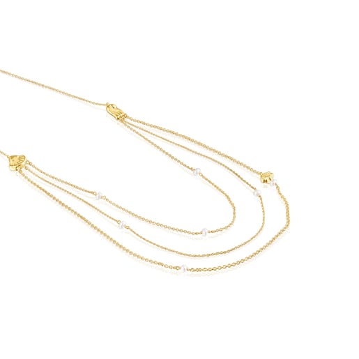 Gold Oceaan shells-chains Necklace with pearls