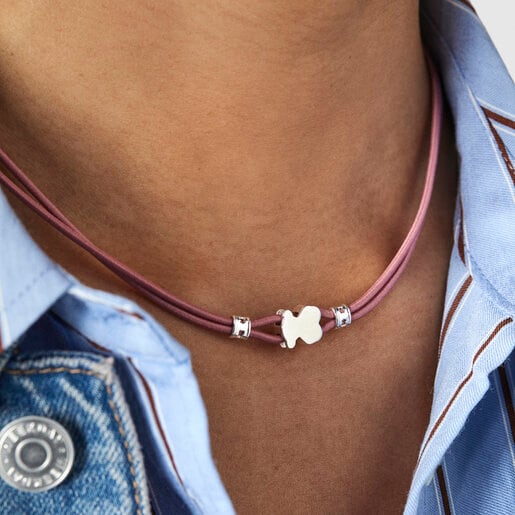 ピンクの伸縮性ネックレス Sweet Dolls