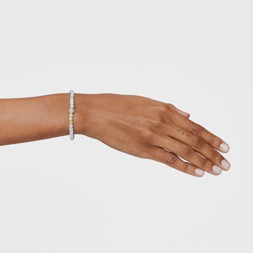 צמיד כדורים Basic Colors עם אבן קוורץ ורודה ובריליום צבעוני