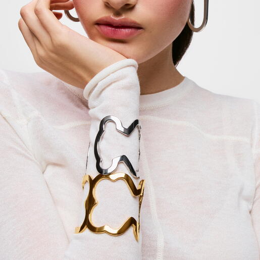 Pulsera esclava xl de acero con silueta oso Carrusel