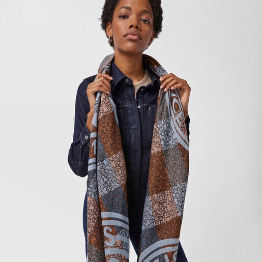 Multi-colored jacquard Kaos Mini Stamp Foulard